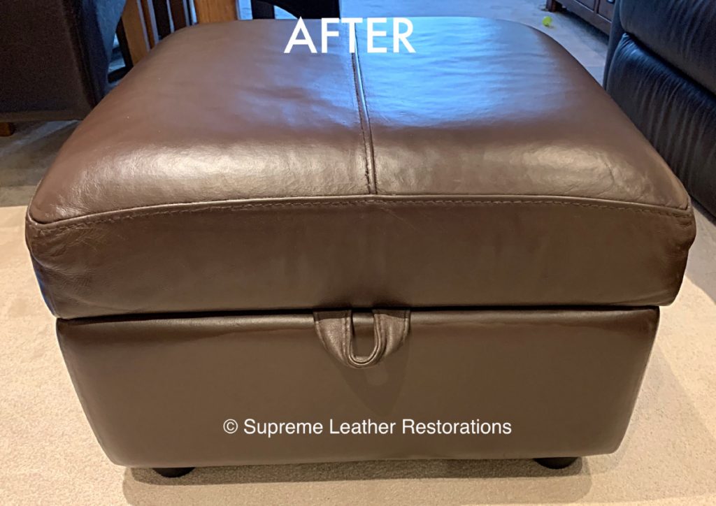 Leather foot stool after