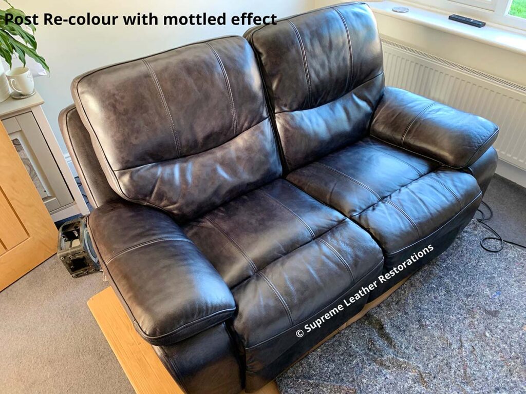 post restoration recolouring with mottled effect sofa