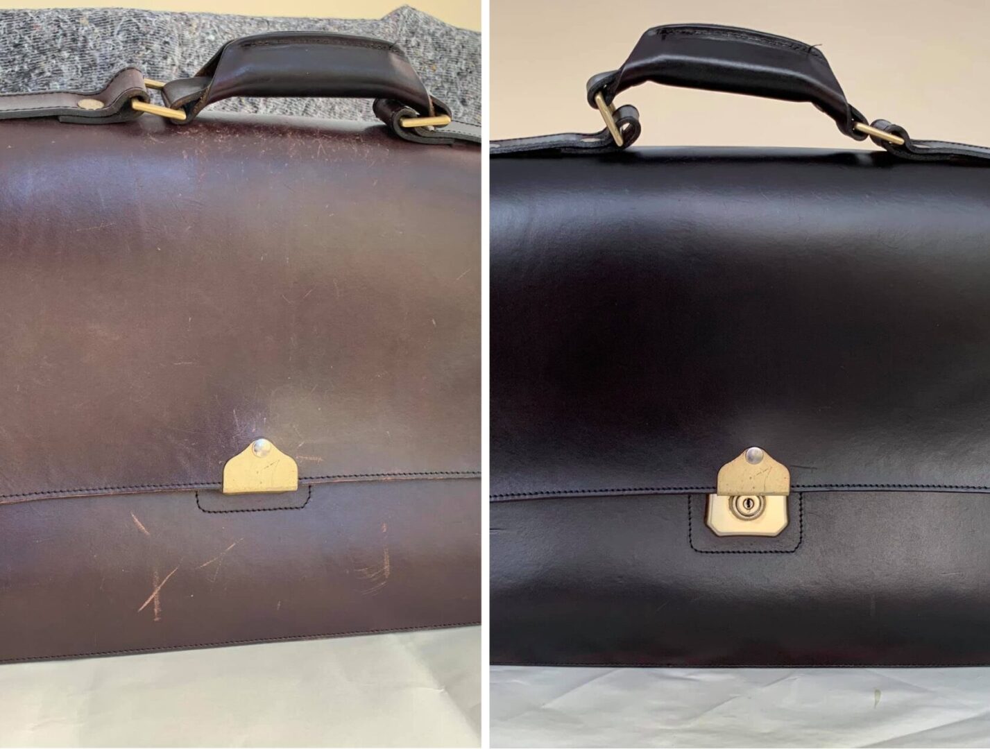 10 Before and after leather briefcase colour restoration by Supreme Leather Restorations